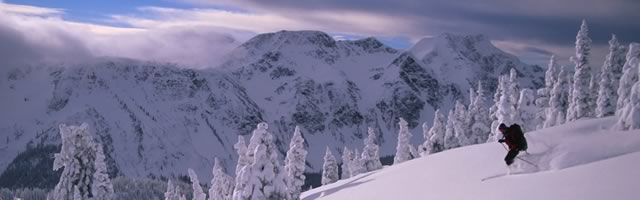 Photo of skier skiing down white slope